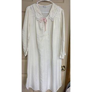 Vintage Character Womens Small White Ballet Cotton Nightgown Lace Trim Lace Trim